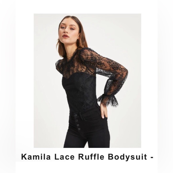 VICI Kamila lace black high neck long sleeve thong bodysuit NEW Re:$59+ sz small - Picture 3 of 12